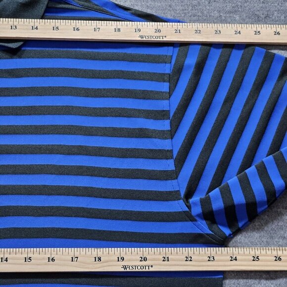 FootJoy Polo Mens L Navy Striped Golf 3 Button SS ProDry Pique Athleisure Logo - Picture 4 of 10